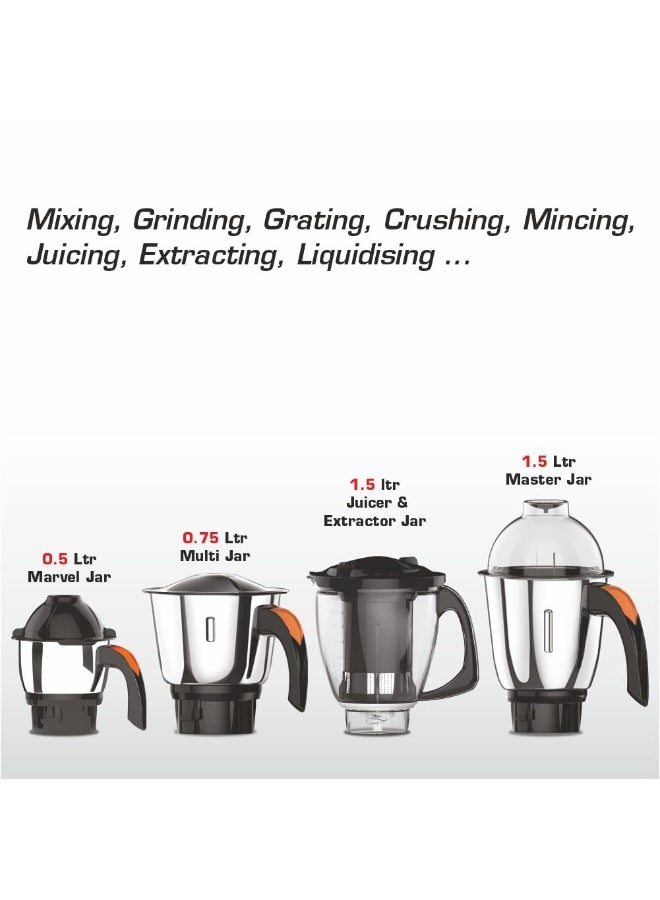 فيديم Vidiem EVO ADC Mixer Grinder 612 A | Mixer grinder 750 watt with 5 Jar in-1 Juicer Mixer Grinder | 5 Leakproof Jars with self-lock,for Wet and Dry Spices,Chutneys and Curries | 5 Year Warranty - Image 3